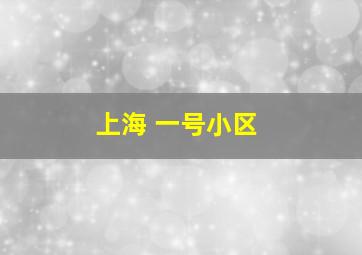 上海 一号小区